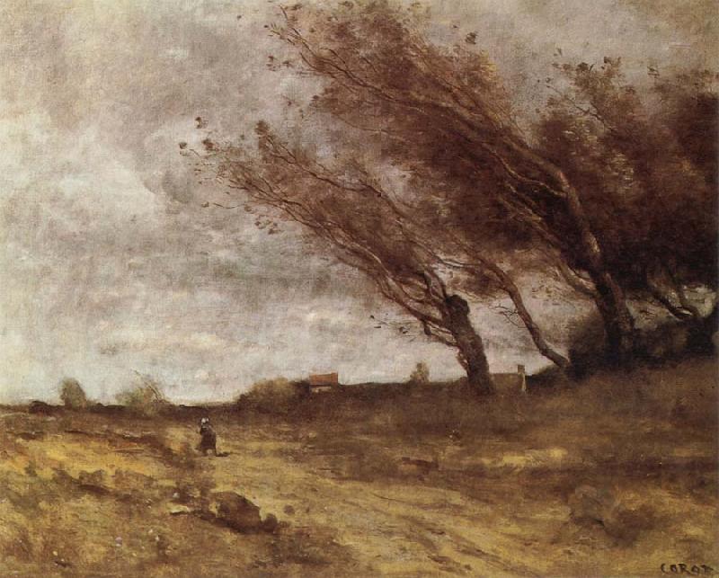 Jean Baptiste Camille  Corot Le Coup du Vent oil painting image